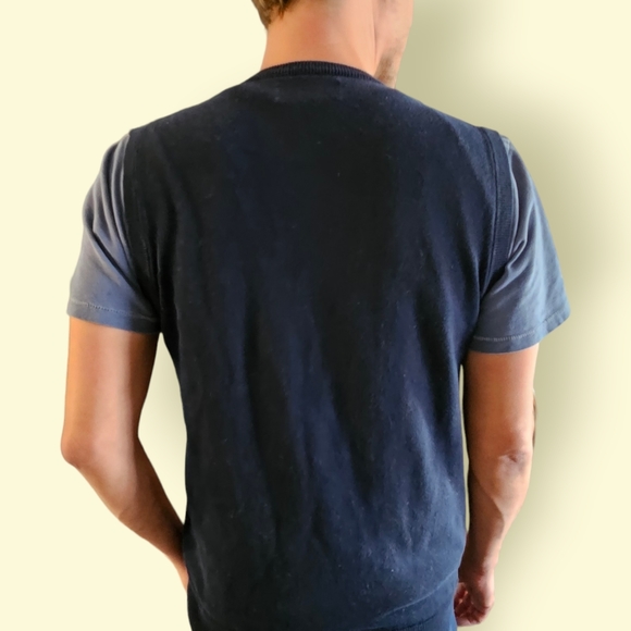 Ralph Lauren Chaps Navy Blue Cotton Sweater Vest Size Medium - Picture 3 of 5